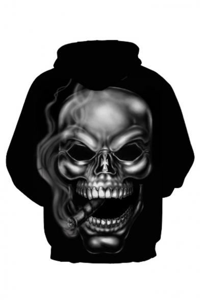 Smoke Skull Pattern Long Sleeve Casual Hoodie