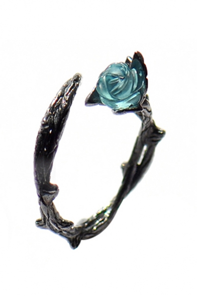 Chic Rose Diamante Twist Adjustable Ring for Woman