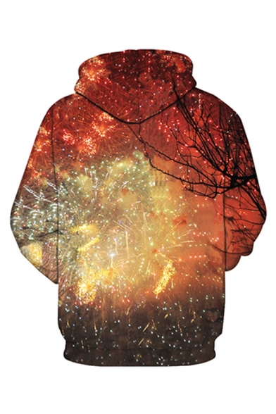 Fancy 3D Firework Pattern Long Sleeve Winter's Fashion Unisex Hoodie with Pockets