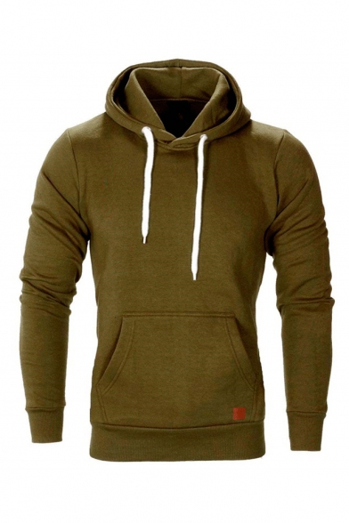 Essential Plain Long Sleeve Casual Sports Hoodie for Men