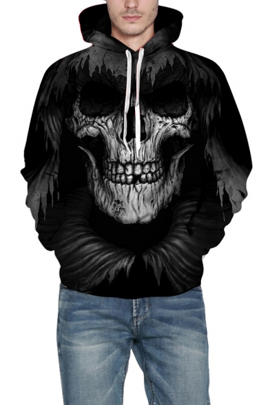 3D Terror Skull Pattern Long Sleeve Hoodie