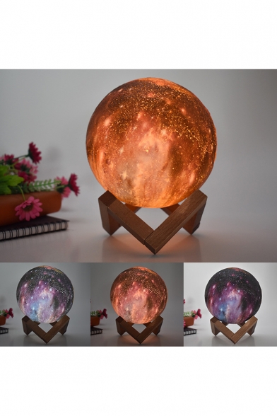 7 Color Changing Fancy Galaxy Print Moon Lamp Touch LED Night Light