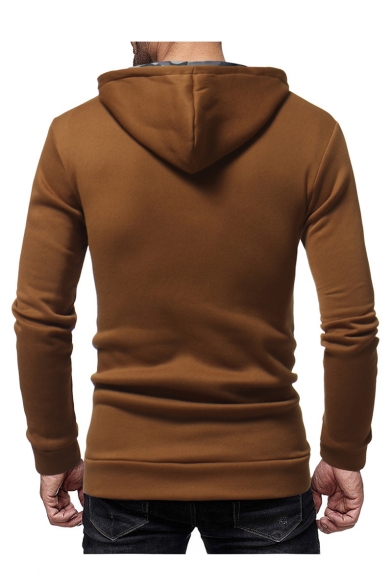 Offset Half-Zip Front Slim Long Sleeve Casual Hoodie for Men