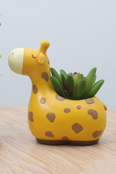 Cute Giraffe Resin Planter for Succulents Desktop Flowerpot
