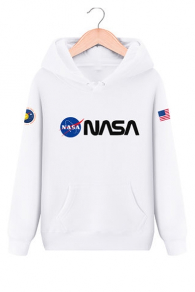 Unisex NASA Letter Graphic Pattern Long Sleeve Casual Hoodie
