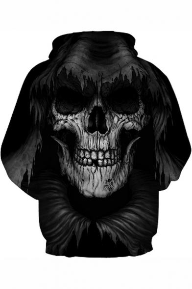 3D Terror Skull Pattern Long Sleeve Hoodie