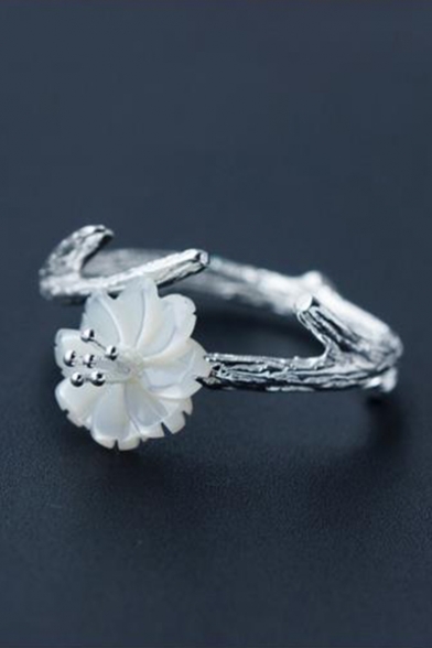 Jasmine Floral Embellished Open Front Adjustable Ring
