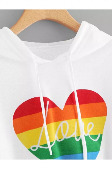 love rainbow crop hoodie