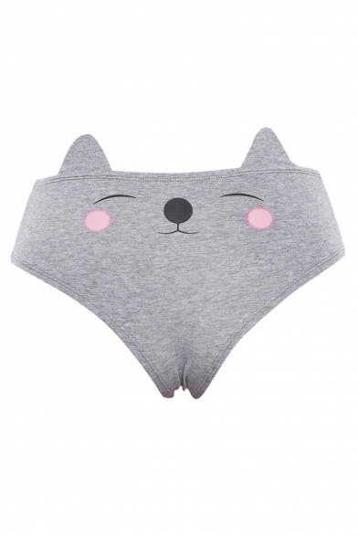 Lovely Cartoon Cat Printed Cotton Breathable Comfortable Knicker for Women