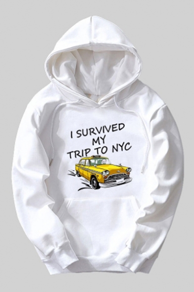 I SURVIVED MY TRIP TO NYC Letter Pattern Long Sleeve Unisex Casual Hoodie