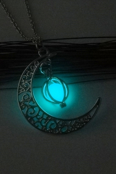 Pumpkin Moon Pendant Luminous Necklace