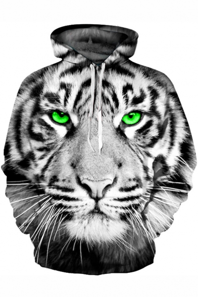 3D Tiger Pattern Long Sleeve Casual Hoodie