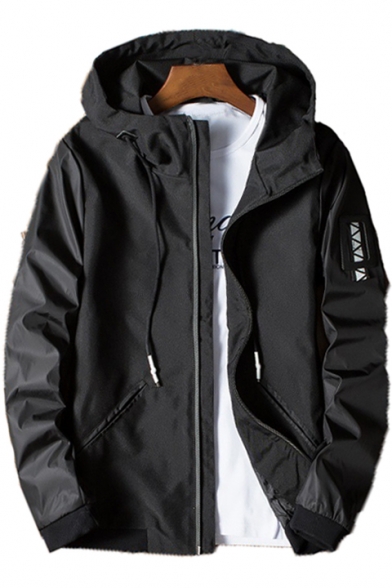 Cool Windproof Long Sleeve Zip Placket Hooded Jacket