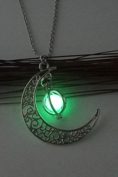 Pumpkin Moon Pendant Luminous Necklace