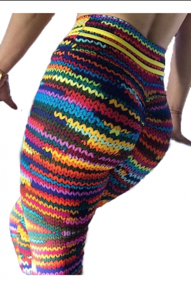 Yarn Print Drawstring Waist Skinny Yoga Leggings