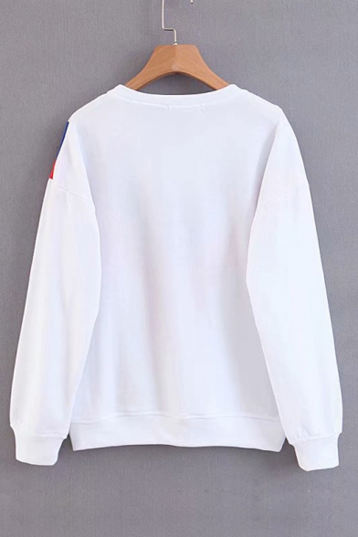 Color Block Long Sleeve Round Neck Pullover Sweatshirt