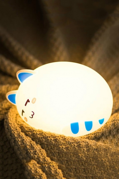 Lovely 7 Color Tap Control Night Light Silicone Cat Lamp