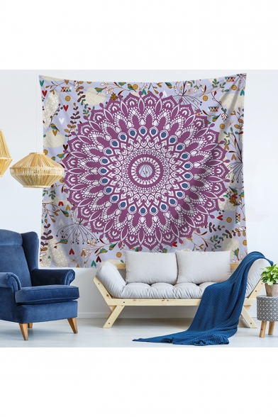 Mandala Tapestry Floral Feather Print Hanging Curtain