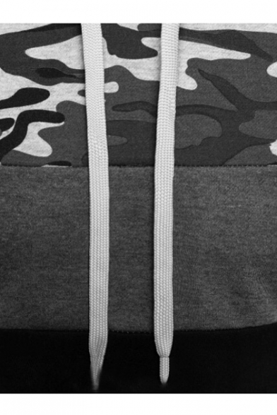 Color Block Camouflage Panel Long Sleeve Slim Hoodie for Men
