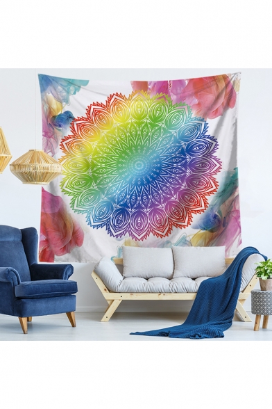 Mandala Tapestry Floral Feather Print Hanging Curtain