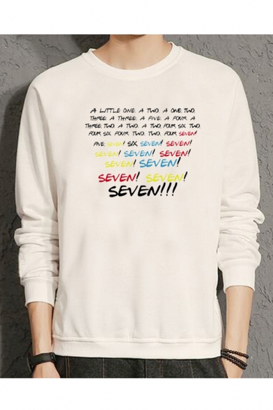 SEVEN Letter Print Round Neck Long Sleeve Sweatshirt
