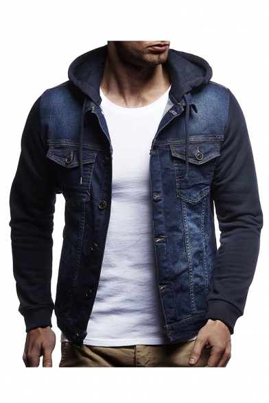 hooded denim jacket mens