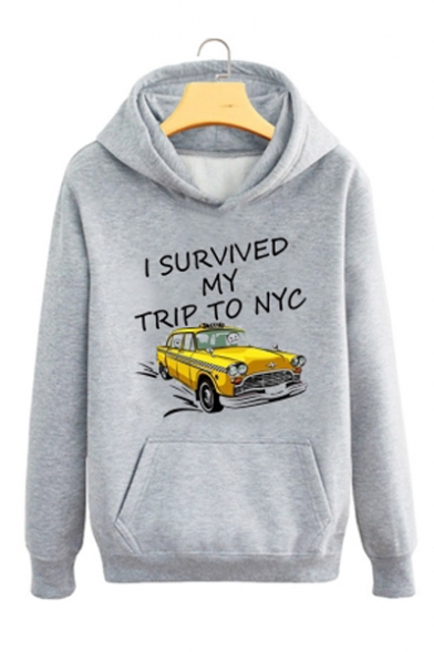 I SURVIVED MY TRIP TO NYC Letter Pattern Long Sleeve Unisex Casual Hoodie