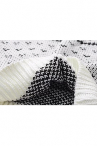 Snowflake Geometric Print Round Neck Long Sleeve Sweater
