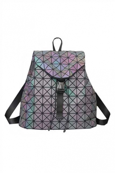 Fashion Geometric Buckle Straps Backpack School Bag