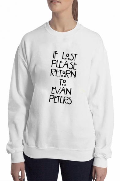 IF LOST Letter Print Round Neck Long Sleeve Sweatshirt