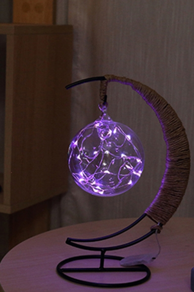 LED Glass Ball Pendant Light Moon Shape Desktop USB Connection Lamp