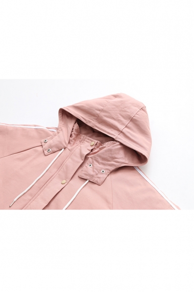 Winter Collection Color Block Long Sleeve Zip Up Hooded Padded Coat