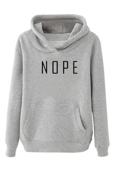 Winter New Arrival NOPE Letter Pattern Tunic Casual Loose Hoodie