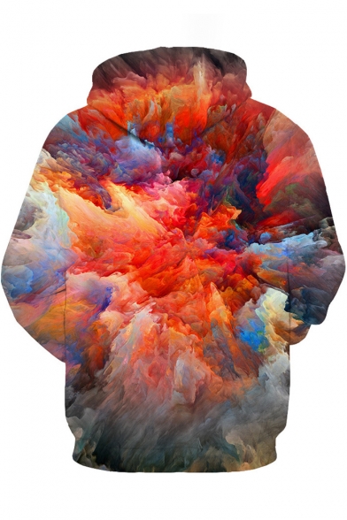 Colorful Cloud Print Long Sleeve Casual Hoodie for Men