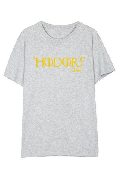 HODOR Letter Pattern Round Neck Short Sleeve Relaxed Tee