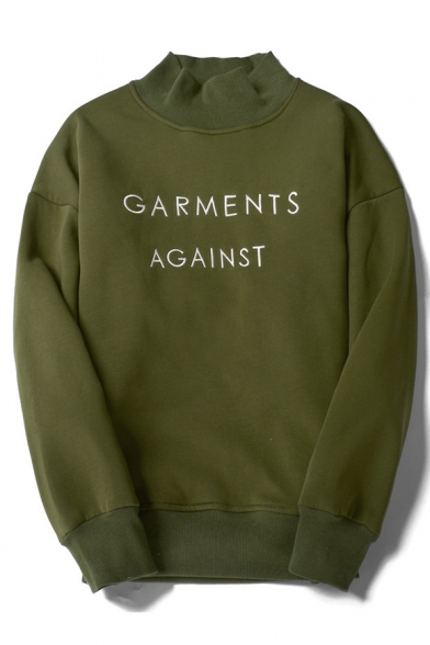 GARMENTS Letter Mock Neck Long Sleeve Pullover Sweatshirt