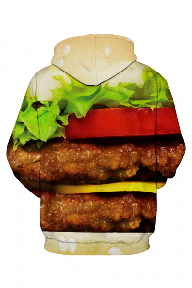 Digital Layerd Hamburger Printed Long Sleeve Leisure Hoodie