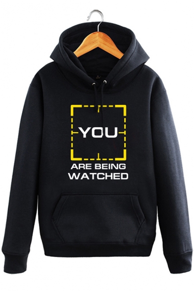 YOU ARE BEING WATCHED Letter Print Long Sleeve Hoodie