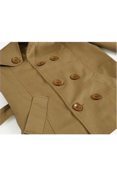 Men's Autumn New Trendy Notched Lapel Collar Long Sleeve Double Breasted Trench Coat