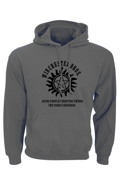 Men's Simple Letter WINCHESTERBROS Printed Long Sleeve Oversize Casual Hoodie