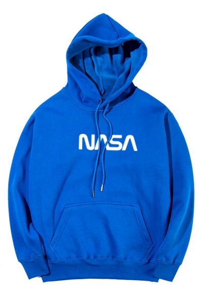 New Trendy Letter NASA Logo Pattern Long Sleeve Loose Fitted Hoodie