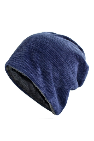 Winter's New Fashion Outdoor Warm Double Layered Solid Beanie