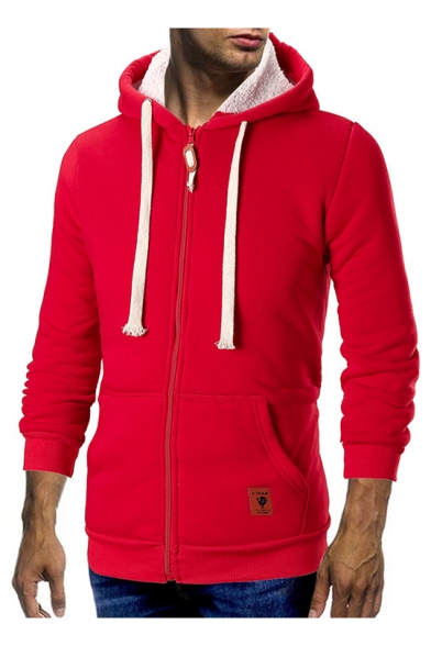 Autumn New Fashion Long Sleeve Logo Patched Zip Up Slim Fitted Hoodie