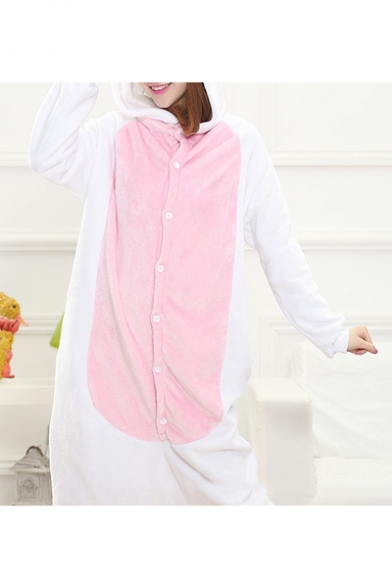 Cute Unisex Fleece Color Block Button Front Onesie Unicorn Costume Pajamas for Adult