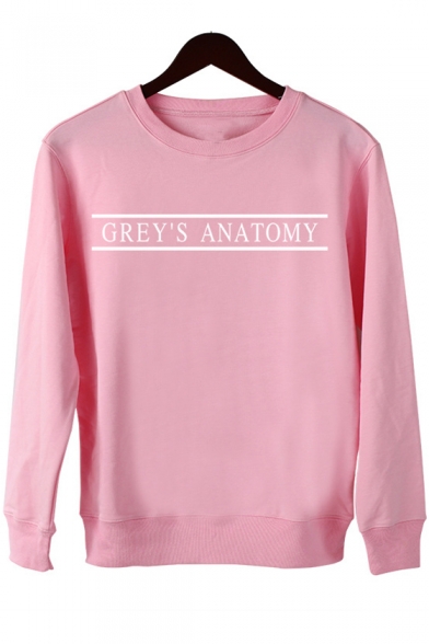 Fashion Letter GREY'S ANATOMY Printed Crewneck Long Sleeve Fit Sweatshirt