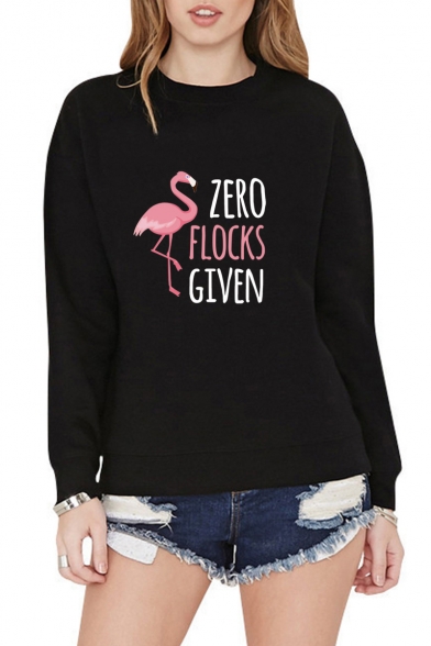 

Girl' Fashion Crewneck Flamingo Pattern Long Sleeve Loose Sweatshirt, Color 1;color 2;color 3;color 4