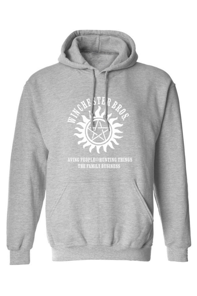 Men's Simple Letter WINCHESTERBROS Printed Long Sleeve Oversize Casual Hoodie