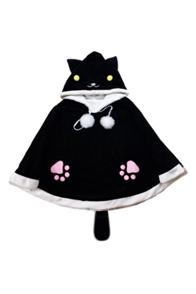 New Trendy Fashion Cartoon Cosplay Cat Claw Printed Hooded Cape Coat