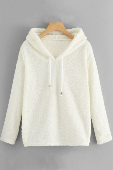 Winter's Unique Fashion Long Sleeve Solid Fleece Loose Fitted Hoodie