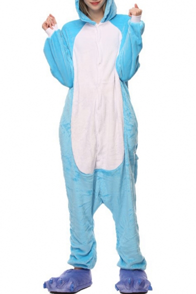 Blue Elephant Cosplay Carnival Fleece Unisex Onesie Sleepwear Pajamas